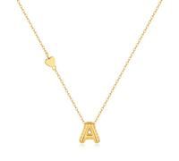 HolidayQbee Cadena de Oro con Letras para Mujer, Collar Dorado con Colgante de Letras y Diseño de Corazón - Collar de Joyería Personalizado para Mujeres - Regalo para Damas, Cobre, No es una piedra