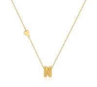 HolidayQbee Collar con letra inicial dorada para mujer, elegante collar de letra, hipoalergénico, no se deslustra, regalo personalizado para ella, talla única, Latón, No es una piedra preciosa