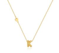 HolidayQbee Collar de oro con letras para mujer, colgante de letra y corazón, cadena personalizada para mujer, regalo para mujer, Cobre, Sin piedra preciosa