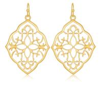 HolidayQbee Pendientes de Mujer en Dorado, Diseño Floral Elegante y Detallado, Accesorio Chic y Refinado para Realzar Tu Estilo