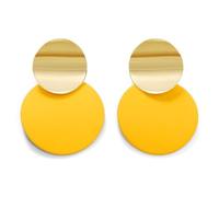 HolidayQbee Pendientes de Mujer en Dorado y Amarillo, Diseño Geométrico Elegante con Círculos, Accesorio Chic y Moderno para Realzar Tu Estilo Diario