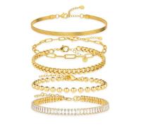 HolidayQbee Pulseras de oro para mujer, chapadas en oro de 14 quilates, apilables, modernas, no se deslustran, regalo de moda para mujer, M, No es una piedra preciosa