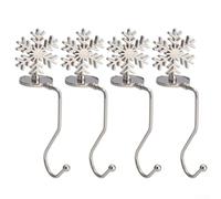 Holidays Made Beautiful Una colección de cuatro ganchos de metal decorativos únicos para un manto encantador (copo de nieve)