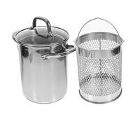 HOLIDYOYO 1 juego Olla Freidora Inoxidable con Cesto para Tempura y Cocción de Fideos para Cocina Práctica y Ligera