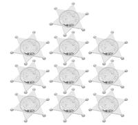 HOLIDYOYO 10 insignias de sheriff - Pin de estrella de policía occidental, 7.80X7.80X1.00CM, Plástico, Sin gemas