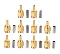 HOLIDYOYO 10 piezas Conector Sma Macho de Crimpado Dorado Kit para Antenas y Cables Coaxiales Rg Rg para de Ohm