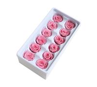 HOLIDYOYO 12 Rosas Inmortales Preservadas 3-4 CM Color Rosa Claro Caja de 12 Piezas para Decoración de Bodas y Obsequio de San Valentín DIY Flores