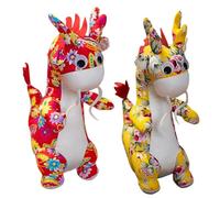 HOLIDYOYO 2 Piezas Peluches Dragón Decorativos para Sofá Muñecos de Peluche Dragón Chino Año Figuras de Felpa para Regalos Originales Decoración Festiva Roja y Amarilla