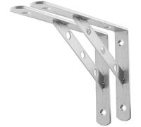 HOLIDYOYO 2 piezas Soportes para Estanterías de Pared de Acero Inoxidable Escuadras Flotantes Resistentes para Cocina Baño y Garaje Carga Pesada Acabado Plateado