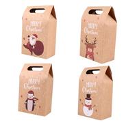 HOLIDYOYO 24 Bolsas de Papel Kraft Navideñas para Dulces y Galletas Tamaño Mediano Diseños Vintage de Navidad Ancianos Muñecos de Nieve Renos Pingüinos Resistentes y Reutilizables