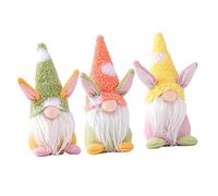 HOLIDYOYO 3 Piezas Conjunto de Adorables Muñecos de Conejo de Pascua Decoración de para Hogar Amarillo Verde y Rosa