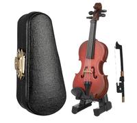 HOLIDYOYO 3juegos Miniatura De Violín De Madera Realista Soporte y Estuche Adorno Musical Para Decoración De Escritorio