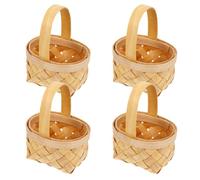 HOLIDYOYO 4 mini cestas de picnic para recuerdos de fiesta, cesta tejida pequeña con asa, ideal como cestas de niña de flores para bodas, pequeñas cestas de manzana, cesta pequeña de Caperucita Roja,