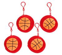 HOLIDYOYO 4 monederos Deportivos con Forma de balón: 9 cm/3,5" (Bonito Estuche para Auriculares de Baloncesto), Monedero esférico, Mini Organizador para Monedas y Cable de Datos, Ideal