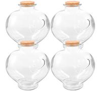 HOLIDYOYO 4 Piezas Botellas Decorativas de Vidrio con Tapón de Corcho Forma de Corazón Melocotón Frascos Pequeños para Arena de Luna de Miel Recuerdos y Detalles para Bodas y Fiestas