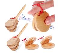 HOLIDYOYO 4 Piezas Juguetes De Castañuelas Castañuela De Madera Instrumento De Percusión De Madera Adultos Para Clases De Música y Actuaciones