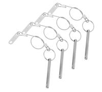 HOLIDYOYO 4 Piezas Pasador de Liberación Rápida con Botón Pulsador, Pasador de Localización de Embarcaciones, con Anillo y Cordón, Acero al Carbono, Plata, Resorte y Reinicio Automático