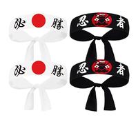 HOLIDYOYO 4 Uds Diadema Japonesa Pañuelo De Chef De Sushi Con Estampado Ninja De Karate Diademas De Corbata Para Hombres Disfraz De Pañuelo De Chef Para Hombres Y Mujeres