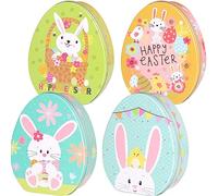 HOLIDYOYO 4piezas Cajas De Dulces De Pascua Diseño De Conejo Recipientes Decorativos De Hojalata Para Galletas Para Fiestas y Infantiles
