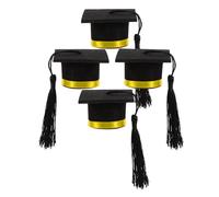 HOLIDYOYO 4piezas Decoración De Sombrero De Doctorado Tapas para Botellas De Vino Miniatura para Graduación Adorno para Birrete De Graduación Tapas para Botellas De Bebidas