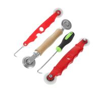 HOLIDYOYO 4Piezas Herramienta de Rodillo para Pantallas de Ventanas Rodillos de Presión para Reemplazo y Reparación de Mosquiteras Incluye Rodillo Doble Cabezal y Rueda de Madera para del Hogar
