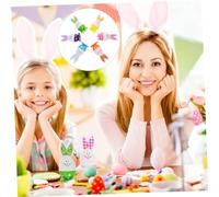 HOLIDYOYO 6 Piezas Decoraciones de Pascua con Forma de Huevo y Conejo Colores Azul Verde Naranja y Amarillo Adornos de Escritorio Resistentes Fieltro para Fiestas y Primaveral