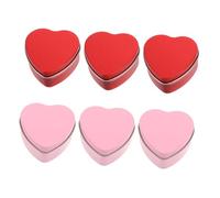 HOLIDYOYO 6piezas Cajas De Corazón Metálicas Con Tapa Frascos Vacíos Para Velas y Presentes Contenedores De Corazón Para Fiestas y Color Rojo
