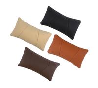 HOLIDYOYO Almohada de Reposacabezas para Coche Beige Almohada Cervical de Algodón Viscoelástico Transpirable y Resistente al Sudor Cojín Lumbar de Cuero para Dormir y Soporte de Cuello