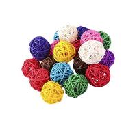 HOLIDYOYO Bolas de Ratán Decorativas de 3 Cm, Coloridas, 100 Piezas, Material Natural, para Aromaterapia, Adornos Colgantes para Fiestas, Hogar, Jardín y Navidad Color Aleatorio