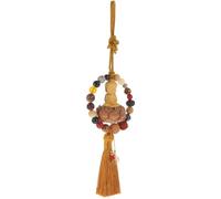 HOLIDYOYO Buda Espejo de Coche Colgante Ornamento Feng Shui Colgante Coche Colgante Decoración con Borla Espejo Retrovisor Encanto Amuleto Orar por La Suerte Seguridad Bendición Amarillo