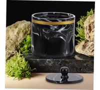 HOLIDYOYO Caja Organizadora de Algodón y Bastoncillos con Tapa Contenedor de Mármol para Hisopos y Palillos Almacenamiento Compacto para Maquillaje y Accesorios Color Negro Tinta