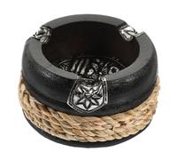 HOLIDYOYO Cenicero de Madera Vintage Rectangular Negro para Sala de Estar y Oficina, Práctico Rebabas, Decoración Natural para Hogar y Bar