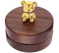 HOLIDYOYO Cenicero Redondo de Madera de Nogal Tapa Interior Metálico Dorado Diseño Vintage para Oficina y Hogar Cenicero Práctico y Compacto para Cigarrillos Decorativo