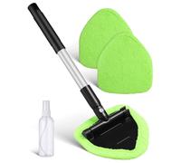 HOLIDYOYO Cepillo Desempañador para Parabrisas de Coche Accesorio de Limpieza con Mango de Aleación Verde 3 Paños Suaves y Pulverizador de 100Ml Equipo Multifuncional para Limpieza y