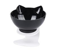 HOLIDYOYO Comedero Gato Individual Plástico con Protector de Cuello y Diseño Inclinado Antideslizante para Alimentar Mascotas Negro