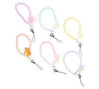 HOLIDYOYO Cordón para Celular Cuentas y Dije de Flor Pulsera Ligera Antipérdida en Colores Pastel Juego de 6 Piezas para Uso Diario y Viaje