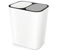 HOLIDYOYO Cubo De Basura Doble Compartimento 15L Con Pedal Para Cocina Contenedor de Reciclaje Separación De Residuos Sólidos Y Líquidos Práctico Y Moderno Para Hogar Y Oficina Blanco