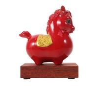 HOLIDYOYO Escultura Caballo de Porcelana Roja Base Figura Decorativa para Año Chino Amuleto Tradicional Chino para Hogar y Oficina Estatua Pequeña de Caballo Artístico para Buena Suerte