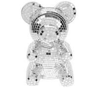 HOLIDYOYO Escultura de Oso Decorativo Pequeño Espejo de Discoteca Plateado, Bola de Espejos Reflectante para Decoración del Hogar, Fiesta, San Valentín y Navidad, Adorno Brillante y Moderno