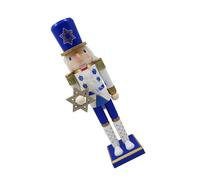 HOLIDYOYO Estatua de Madera Cascanueces Janucá 38 CM Soldado Azul y Blanco Estrella de David Adorno de Mesa para Fiestas Judías Figura Decorativa Clásica para Decoración Navideña