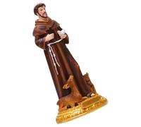 HOLIDYOYO Estatua Sagrada de Resina San Francisco de Asís, Adorno Católico Decorativo para Escritorio y Estantería, Decoración Religiosa para Hogar, Oficina y Centros de Mesa, 1 Pieza