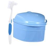 HOLIDYOYO Estuche para Dentaduras Postizas Azul de Plástico con Cepillo para Limpieza y Almacenamiento, Evita Contaminación Cruzada, Adecuado para Viajes y Actividades al Color Aleatorio