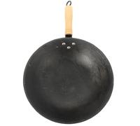HOLIDYOYO Hoya de Hierro Fundido para Cocina de Inducción Mango de Madera, Sartén Wok Negro Antiarañazos y Excelente Durabilidad para Freír y Cocinar Varios estilos