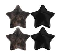 HOLIDYOYO Juego de 4 Piedras Preciosas Naturales de obsidiana Estrella (30 mm/1,8''), pulidas, para el Pulgar, Adornos tallados para Arte en el hogar y fabricación de Joyas.