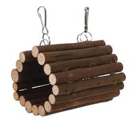 HOLIDYOYO Juguete de Columpio para Loros Juguete de Madera con Túnel y Gancho Columpio de Madera Natural para Pájaros para Loros y Hámsteres para Descansar y Jugar la Jaula Colgante