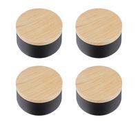 HOLIDYOYO Latas de Hojalata para Velas 8 Oz Tapa de Madera Efecto Madera Juego de 4 Unidades Negras Recipientes para Hacer Velas Artesanales y Almacenamiento para Viajes