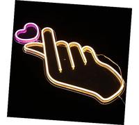 HOLIDYOYO Letrero de Neón LED Decorativo Forma de Mano Corazón, Alimentación Usb, Luz Ambiental para Decoración Habitación, Colgante Mesa, Adecuado para Fiestas y Dormitorio, 1 Unidad