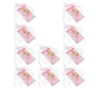 HOLIDYOYO Llaveros con forma de huella para shower en rosa, 10 juegos con bolsas de organza y etiquetas, accesorios para fiesta de revelación de género para embarazadas