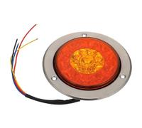 HOLIDYOYO Luces Traseras Redondas LED para Camión 12-24v Aro de Aluminio Rojo y Amarillo, Lámparas de Repuesto para Vehículos Comerciales y Remolques, Aptas para Uso en Transporte Pesado y