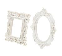 HOLIDYOYO Marco de Fotos Retro de Resina para Juego de 2 Piezas 1 Ovalado y 1 Cuadrado Perla Accesorios Decorativos para Fondos Fotográficos y Eventos